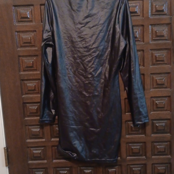 Fashion Nova Shiny Black Faux Leather Midi Dress - Picture 3 of 3